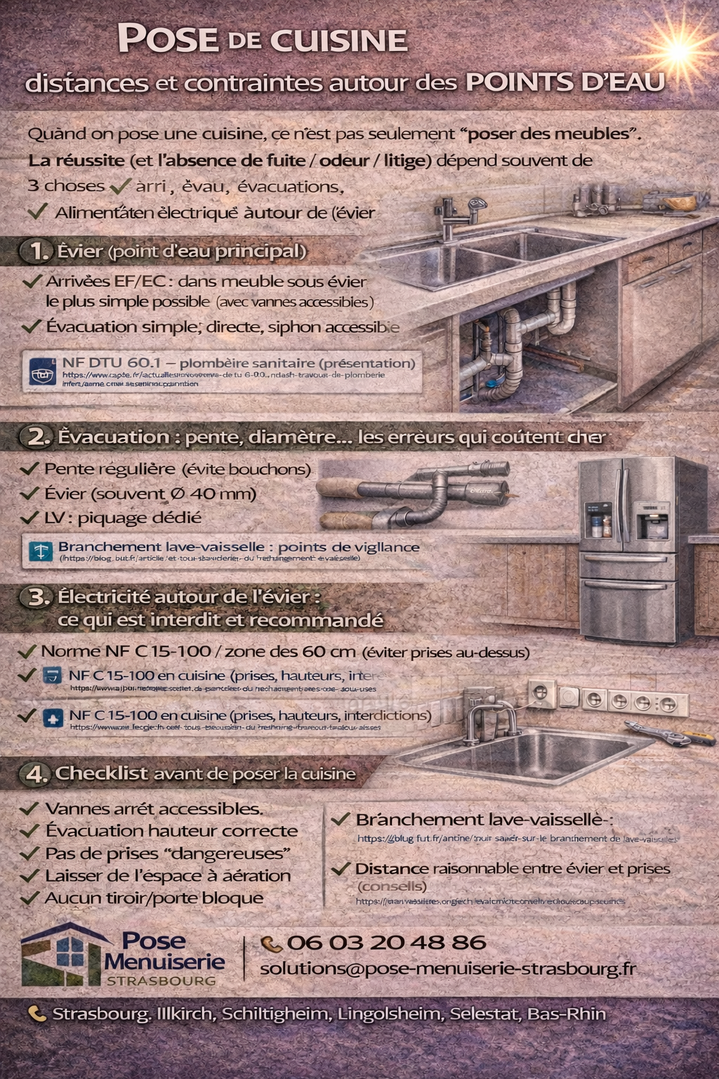 Distance eau électricité pose cuisine à Strasbourg