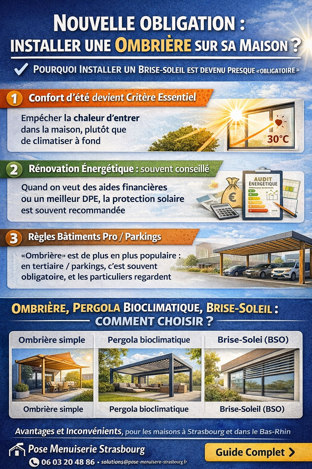 Pose Ombrière bioclimatique dans le Bas-Rhin 67