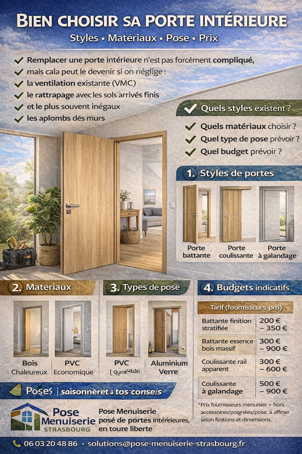 Bien choisir sa porte intérieure : styles, matériaux, pose et prix dans le Bas-Rhin