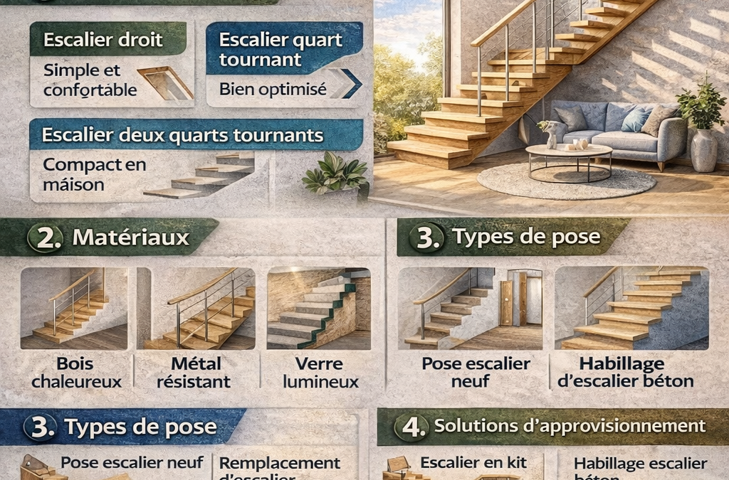 Bien choisir son escalier : types, matériaux, pose, approvisionnement et tarifs