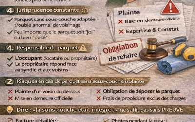 Pose de parquet en copropriété : obligations juridiques, risques et preuves à conserver